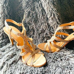 Inc Champagne Randii Satin Strappy Heels - Size 10M